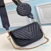 Designer- Kvinnor Bag Fashion Chain Combination Round Coin Purse Mini Leather Wallet Crossbody Bags312Q