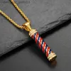 Pendant Necklaces Hip Hop Iced Out Baer Pole Lamp Pendant Necklace For Women Men Gold Color Stainless Steel Chains Hiphop American JewelryL231215
