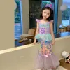 Robes pour filles Robe petite sirène charmante princesse jeu de rôle vêtements scintillants enfants filles poisson beauté fête d'anniversaire Halloween vêtements 231214