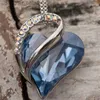 Ожерелья с подвесками и кристаллами в форме сердца, ожерелье с январь по декабрь, посеребренные ювелирные изделия с камнями для женщин, ожерелье-колье с синими кристалламиL231215