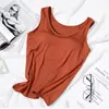 Camisoles & Tanks Women's Vest Tops With Built In Bra Neck Padded Slim Fit Tank Sexy Shirts Feminino Casual Underlay Shirt Slimming