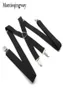 Black Suspenders for Mens 4 clips Strap Solid Color Adjustable Slim Braces Women Belt Strap3527658