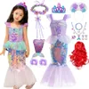 Robes pour filles Robe petite sirène charmante princesse jeu de rôle vêtements scintillants enfants filles poisson beauté fête d'anniversaire Halloween vêtements 231214