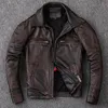 Lederen faux mannen voor heren koehide jas echte jas vintage stijl man kleren motorfiets fietsjacks plus maat 134cm 231215