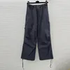 Kvinnor Pants Women Clothing High midja Drawstring Cargo Fashion Leisure Straight Pant Retro Multi Pockets Trousers Street Wear 23