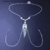 Andra modetillbehör Stonefans Sexig bröstvårtring Bra Bo Chain Harness Jewelry For Women Big Crystal Tassel Bra Necklace Bröstkedja BO Jewelryl231215