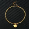 Dames enkelbeenarmband Strandsieraden Dames 14k geelgouden Figaro-ketting met harthanger Enkelbanden voor dames