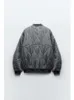 Kvinnor Down Parkas Grey Cotton Bomber Jacket för kvinnor Löst O-Neck Långärmad avslappnad Outwear 2023 Autumn Winter Fashion Female Streetwearl231215