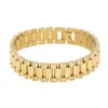 Men Stainless Steel Hip hop Style Bracelet 24k Gold Silver Watch Band Bracelet Link Fashion Punk Jewelry 15mm 21mm264y