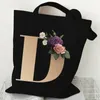 Bolsas de compras 26 Alfabeto Flor Impresión Tote Bag Mujer 90s Retro Bolsa Feminina Moda Plegable Tasje Casual Hombro Lienzo para Mujeres