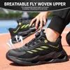 Segurança de fivela rotativa para tênis de trabalho feminino respirável aço toe sapatos de segurança à prova de punctura botas masculinas 231215