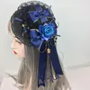 手作りの顧客化ミニロリータ魅力者ハットゴシックローズリボンボウヘアクリップギルコスチュームパーティープロムレースヘッドピース