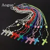 12 pièces usine chapelets multicolores faible en plastique foncé chapelet perles collier lumineux catholicisme prière bijoux religieux203i