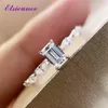 ELSIEUNEE 100% 925 Sterling Emerald Cut Simulated Moissanite Diamond Wedding Ring Fashion Fine Jewelry Gift For Women Whole237G