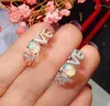 Küme halkaları moda kız için gümüş aşk yüzüğü 5mm 7mm doğal opal 925 mücevher mektubu hediye kadın