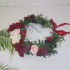 Corona di fiori di bacche di frutta per donna Fascia per capelli regolabile floreale Corona per capelli Accessori per feste di festival di nozze