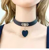 Chaînes Harajuku Style Noir Punk Collier Collier Collier Ins Amour Coeur En Cuir Rétro Collier Clavicule Femme Gothique Bijoux