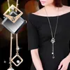 Pendant Necklaces BYSPT Collier Femme Long gris cristal colliers pendentifs pour femmes rond déclaration Collier Maxi Colar chaîne mode JewelryL231215