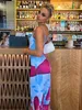 Urban Sexy Dresses Tossy Spaghetti Strap Lily Floral Slip Dress Summer Casual Printed Maxi Dresses Backless Bodycon Slim Boho Long Sundress 231214