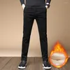 Pantalones para hombres Invierno Fleece Cálido Pana para grueso Casual Negocios Moda Elástico Terciopelo Negro Gris Verde