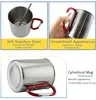 Edelstahl-Kaffeetassen mit Karabiner-Griffen, 200 ml, 300 ml, doppelwandige Reise-Wasser-Tee-Kaffeetassen für Rucksackreisen, Camping, Wandern