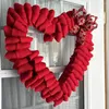 Dekorativa blommor Elegant Bowknot Door Decoration Valentine Day Wreath Romantic Heart format med rutig för alla hjärtans utomhus