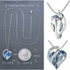 Colliers pendentifs coeur cristaux pendentif collier janvier à décembre argent plaqué pierre de naissance bijoux pour femmes bleu cristal collier ras du couL231215