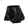 Women's Shorts Women Sexy PU Leather Shorts Girls Nightclub Short Dance Skirt Shorts Pantskirt Ruffles Short Pants Streetwear Women L231215