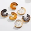 Hoop Earrings Large C Shape Resin Acrylic For Women Gold Plated Thick Round Circle Earring Statement Vintage Jewelry Gift