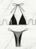 Kobiety stroje kąpielowe seksowne błyszczące kantar mikro bikini kobiety kąpiel żeńskie thong stroje kąpielowe dwuczęściowe bikini strój Trójkąt kostium kąpielowy pływanie Lady T231215