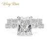 Wong Rain Luxury 100% 925 Sterling Silver Creato Moissanite Gemstone Anello di fidanzamento Set Wedding Band Gioielleria raffinata Intero T20212q
