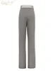 Womens Pants Capris Elegant Loose Grey Office Womens Pants High Maisted Straight Three Persons Casual and Unique Sparcing FullLength Womens Pants 231214