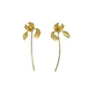 Studörhängen S925 Sterling Silver för kvinnors modestammar kan tas bort Iris Flower Gold Plated Ear-Drop smycken