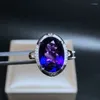 Cluster Anéis Blackfriday Venda Grande Tamanho Roxo Cor Ametista Gemstone Anel Mulheres Prata Natural Gem 925 Sterling Ano Presente