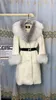 Women's Fur Faux Fur ANNSIRGRA Winter Real Natural Rabbit Fur Long Coat With Fox Fur Collar and Sleeve Thick Warm Fashion Overcoat For Ladies 231214