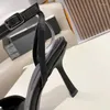 Sandalen Stiletto Hakken Kristal Decro Voor Vrouwen Zwarte Dames Sexy Schoenen Echt Leer Mode Jurk Muilezels Groot Formaat