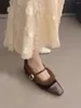 Sapatos de vestido Grosso Salto Costura Mary Jane Mulheres 2023 Inverno Quente Algodão para Cinto Fivela Plataforma De Dedo Pontudo