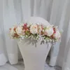 6 stücke Rose Blume Krone Stirnbänder Frauen Haar Zubehör Hochzeit Kopf Tragen Stirnband Hut Dekoration Mädchen Blumen Girlanden