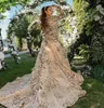 Ebi Arabic Aso Gold Sparkly Luxurious Prom Dresses Beaded Crystals Sheer Neck Evening Formal Party Gowns Robes De Soiree