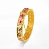 Bangle Popodion 24K Gold Plated Women's Armband Colorful Flower Fashion Artikel YY10275