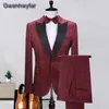 Herrenanzüge Blazer Gwenhwyfar ed Revers Solide Slim Fit Männer Anzug Für Hochzeit Einreiher Bräutigam Smoking Nach Maß Terno Masculino Hosen Set 231215