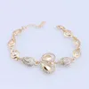 Italian Gold Color Crystal Flower Jewelry Set Necklace Earrings Ring Bracelet Bridal Wedding Gifts