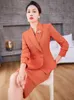 Dwuczęściowa sukienka Przylot Elegancki damski kombinezon Formal Spódniczka Kobiet Orange Blue Pink Long Rleeve Find Blazer zestaw do pracy biznesowej 231215