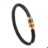 Braccialetti con ciondoli Bracciale di design Vera pelle Arcobaleno Avvolgente Chiusura magnetica in acciaio inossidabile per uomini e donne Gioielli con consegna a goccia Dhjxd