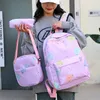 Backpacks 3pieceSet Girls Backpack Womens High School Bag Knapsack Waterproof Student School Bag Notebook Mochila Large Travel Backpack 231214