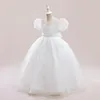 Robes de fille princesse blanche manches bouffantes paillettes robe de fête d'anniversaire de mariage adolescent enfants enfants robes élégantes pour 8-12 ans