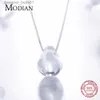 Pendanthalsband Modian 2021 Ny Real 925 Sterling Silver Clear Crystal Pendant Luminous Water Drops Fashion Halsband för Girls Silver Jewelryl231215