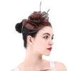 Brown Sinamay Fascinator Hat With Headband Women Elegant Weddings Hair Ornaments Bridal Royal Headpiece Accessories