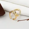 Wedding Rings Silver Color Hollow Twisted Geometric Line Ring Female Fashion Simple Light Luxury Punk Style Gorgeous Finger Party Jewelry 231215