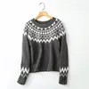 Women's Sweaters Withered Indie Folk Geometric Jacquard Round Neck Pullovers Women